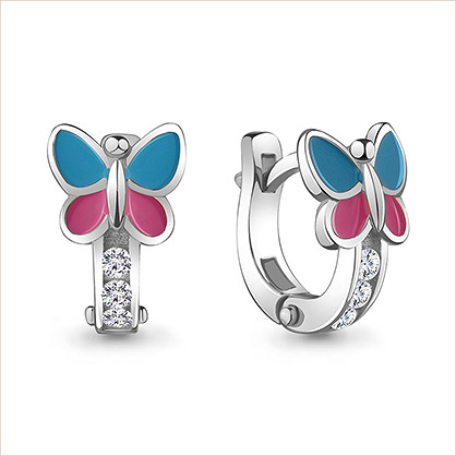 Серебряные сережки Бабочки арт.45875А