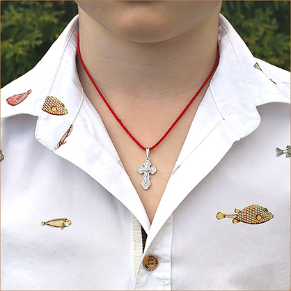 серебряный крестик для крещения арт.11003