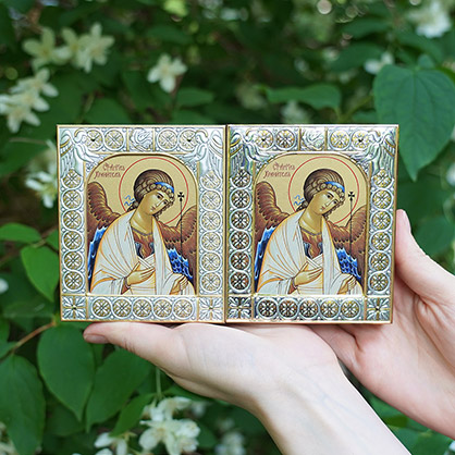 Икона Ангел Хранитель в молочном